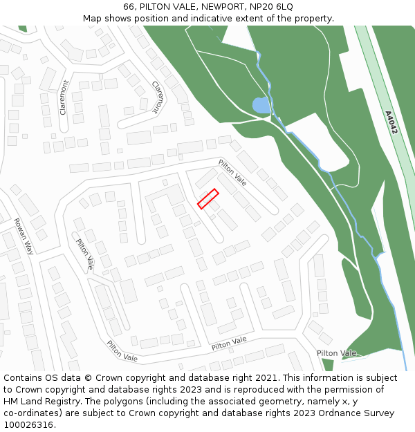 66, PILTON VALE, NEWPORT, NP20 6LQ: Location map and indicative extent of plot