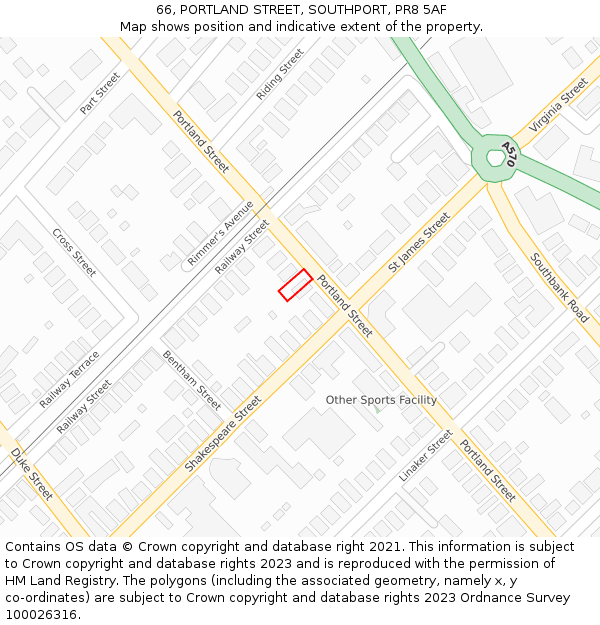 66, PORTLAND STREET, SOUTHPORT, PR8 5AF: Location map and indicative extent of plot