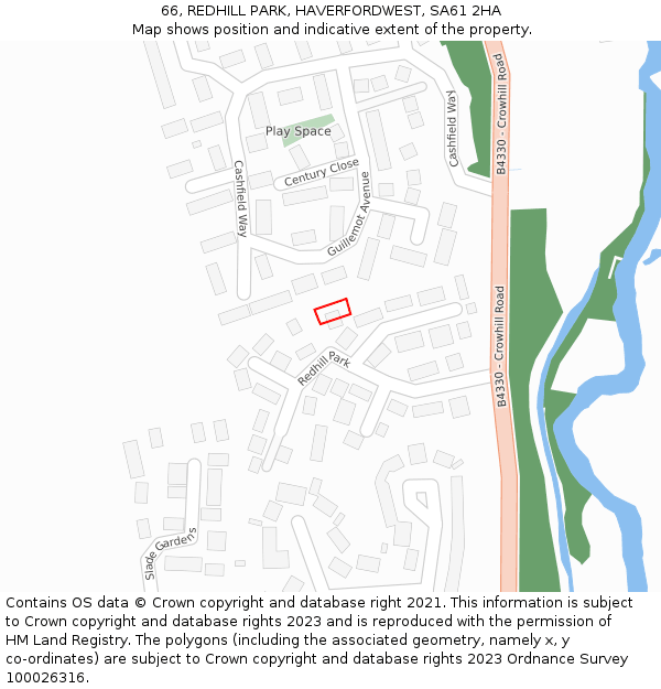 66, REDHILL PARK, HAVERFORDWEST, SA61 2HA: Location map and indicative extent of plot