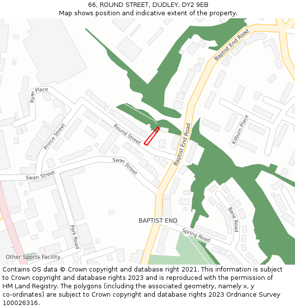 66, ROUND STREET, DUDLEY, DY2 9EB: Location map and indicative extent of plot