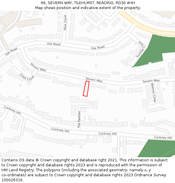 66, SEVERN WAY, TILEHURST, READING, RG30 4HH: Location map and indicative extent of plot