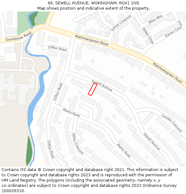 66, SEWELL AVENUE, WOKINGHAM, RG41 1NS: Location map and indicative extent of plot