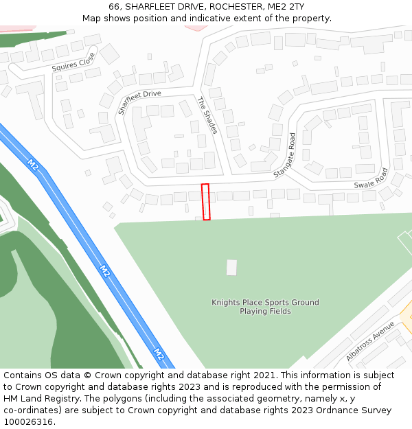 66, SHARFLEET DRIVE, ROCHESTER, ME2 2TY: Location map and indicative extent of plot