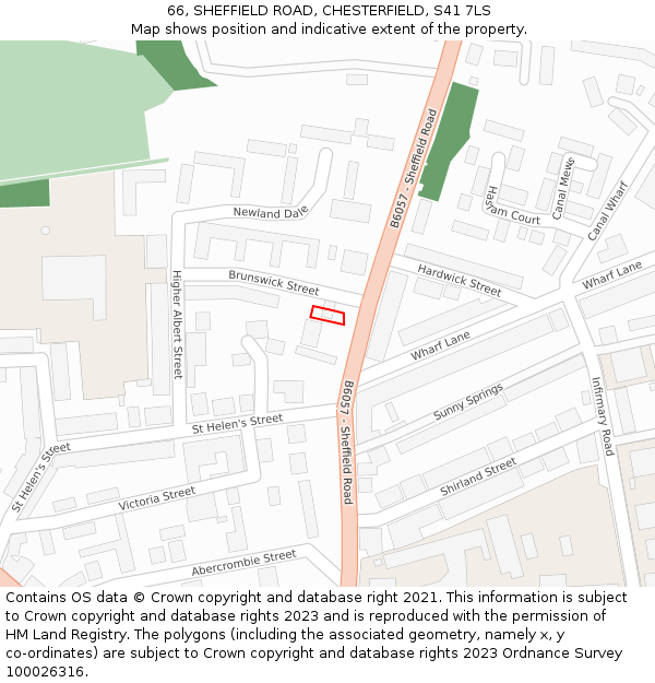 66, SHEFFIELD ROAD, CHESTERFIELD, S41 7LS: Location map and indicative extent of plot