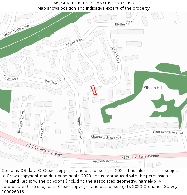 66, SILVER TREES, SHANKLIN, PO37 7ND: Location map and indicative extent of plot