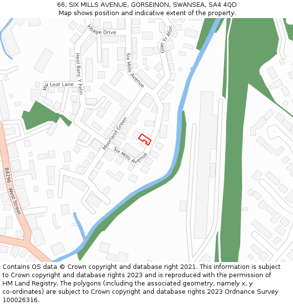 66, SIX MILLS AVENUE, GORSEINON, SWANSEA, SA4 4QD: Location map and indicative extent of plot