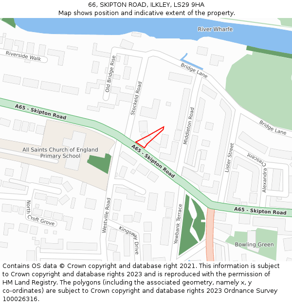 66, SKIPTON ROAD, ILKLEY, LS29 9HA: Location map and indicative extent of plot