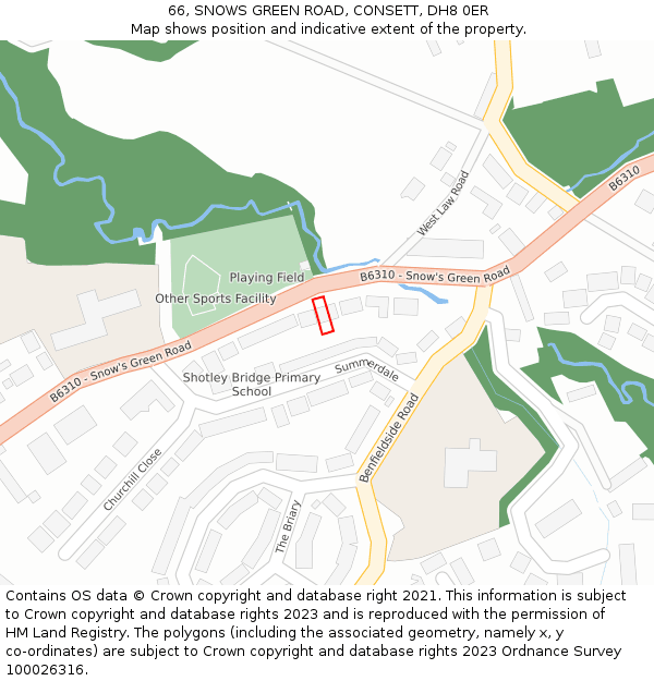 66, SNOWS GREEN ROAD, CONSETT, DH8 0ER: Location map and indicative extent of plot