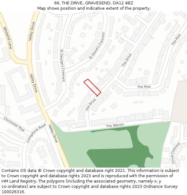 66, THE DRIVE, GRAVESEND, DA12 4BZ: Location map and indicative extent of plot