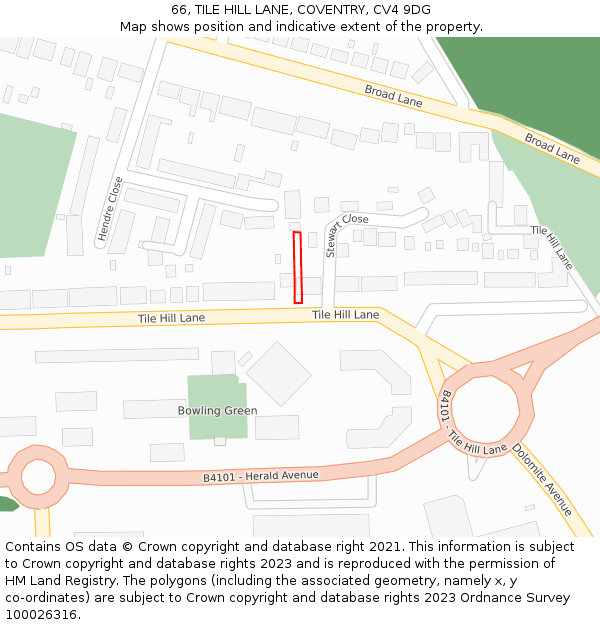 66, TILE HILL LANE, COVENTRY, CV4 9DG: Location map and indicative extent of plot