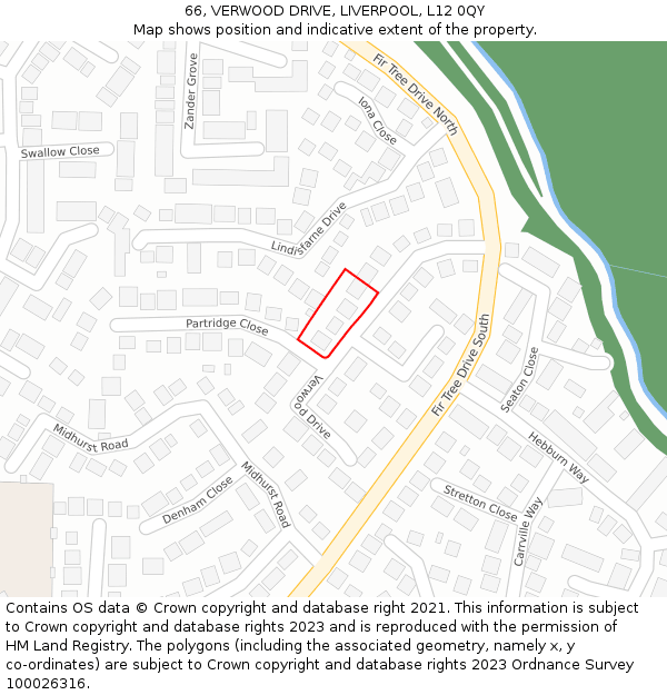 66, VERWOOD DRIVE, LIVERPOOL, L12 0QY: Location map and indicative extent of plot