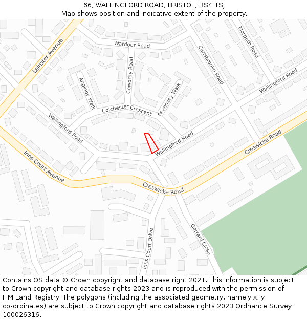 66, WALLINGFORD ROAD, BRISTOL, BS4 1SJ: Location map and indicative extent of plot