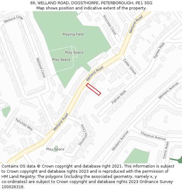 66, WELLAND ROAD, DOGSTHORPE, PETERBOROUGH, PE1 3SG: Location map and indicative extent of plot