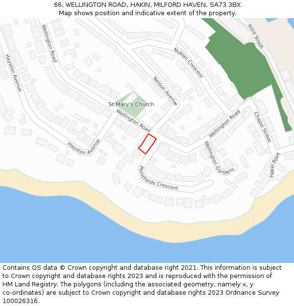 66, WELLINGTON ROAD, HAKIN, MILFORD HAVEN, SA73 3BX: Location map and indicative extent of plot