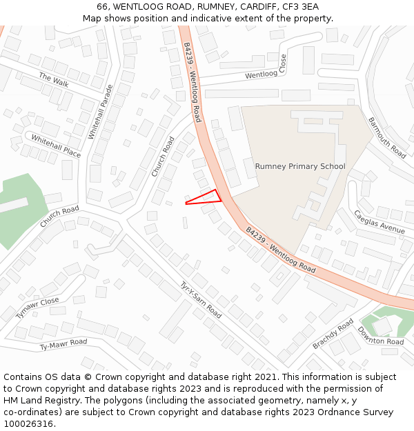 66, WENTLOOG ROAD, RUMNEY, CARDIFF, CF3 3EA: Location map and indicative extent of plot