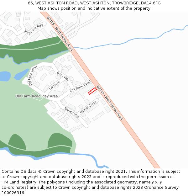 66, WEST ASHTON ROAD, WEST ASHTON, TROWBRIDGE, BA14 6FG: Location map and indicative extent of plot