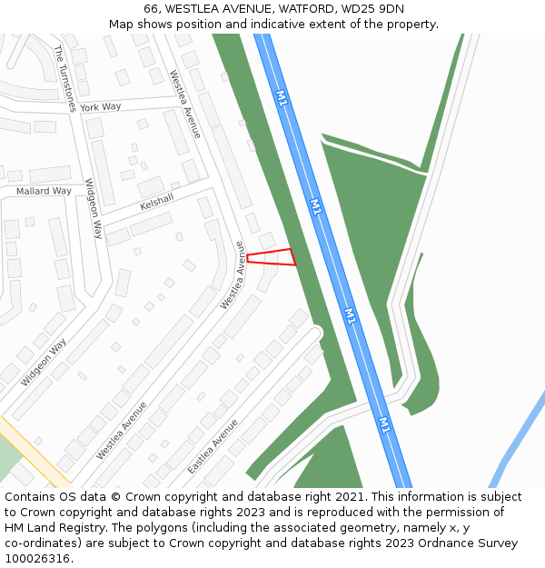 66, WESTLEA AVENUE, WATFORD, WD25 9DN: Location map and indicative extent of plot