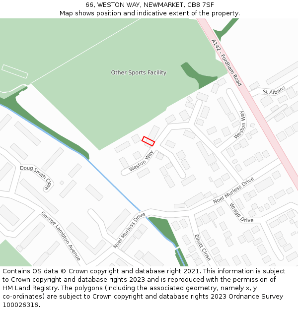 66, WESTON WAY, NEWMARKET, CB8 7SF: Location map and indicative extent of plot