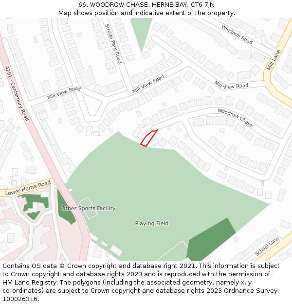 66, WOODROW CHASE, HERNE BAY, CT6 7JN: Location map and indicative extent of plot