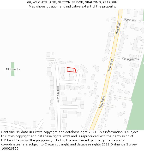 66, WRIGHTS LANE, SUTTON BRIDGE, SPALDING, PE12 9RH: Location map and indicative extent of plot