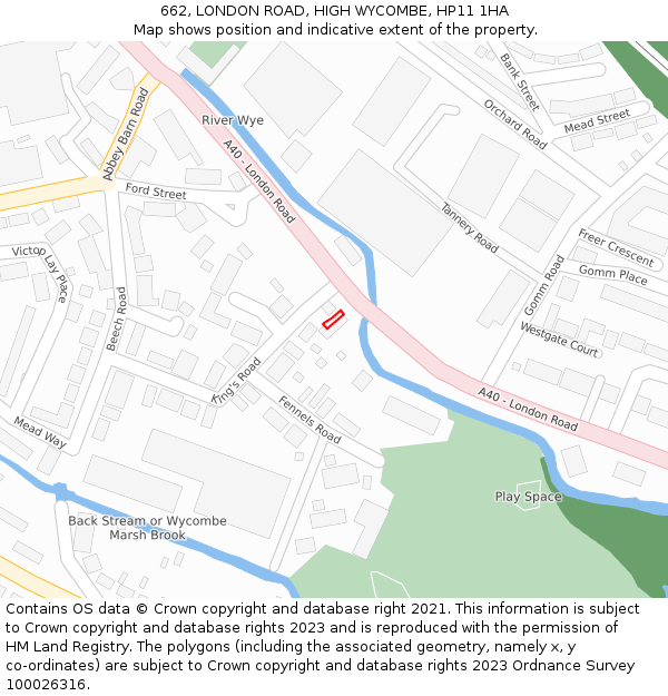 662, LONDON ROAD, HIGH WYCOMBE, HP11 1HA: Location map and indicative extent of plot