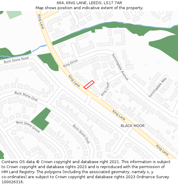 664, KING LANE, LEEDS, LS17 7AR: Location map and indicative extent of plot