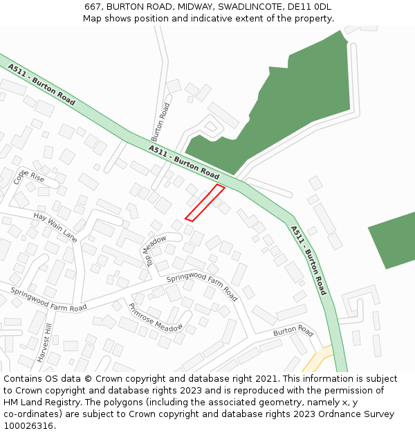 667, BURTON ROAD, MIDWAY, SWADLINCOTE, DE11 0DL: Location map and indicative extent of plot