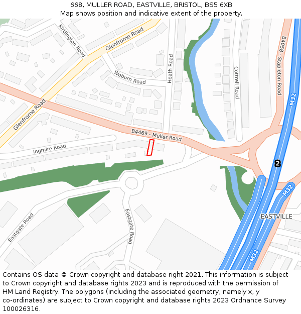 668, MULLER ROAD, EASTVILLE, BRISTOL, BS5 6XB: Location map and indicative extent of plot
