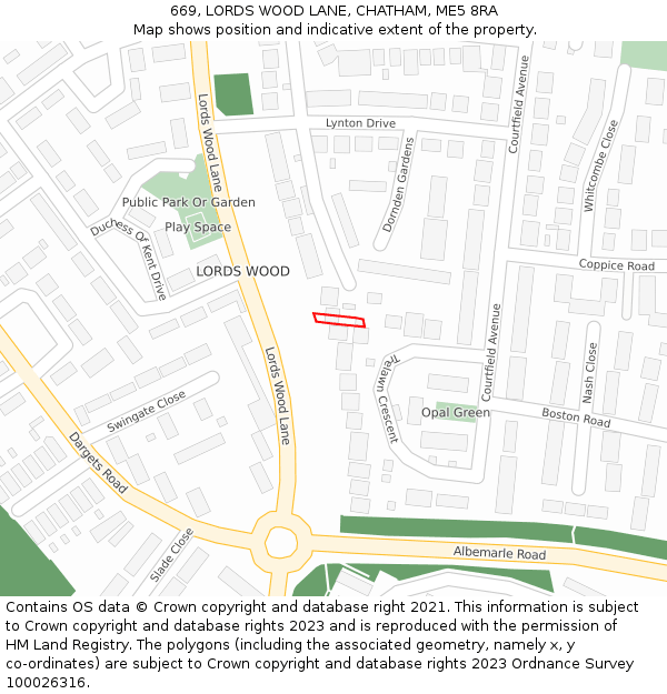 669, LORDS WOOD LANE, CHATHAM, ME5 8RA: Location map and indicative extent of plot