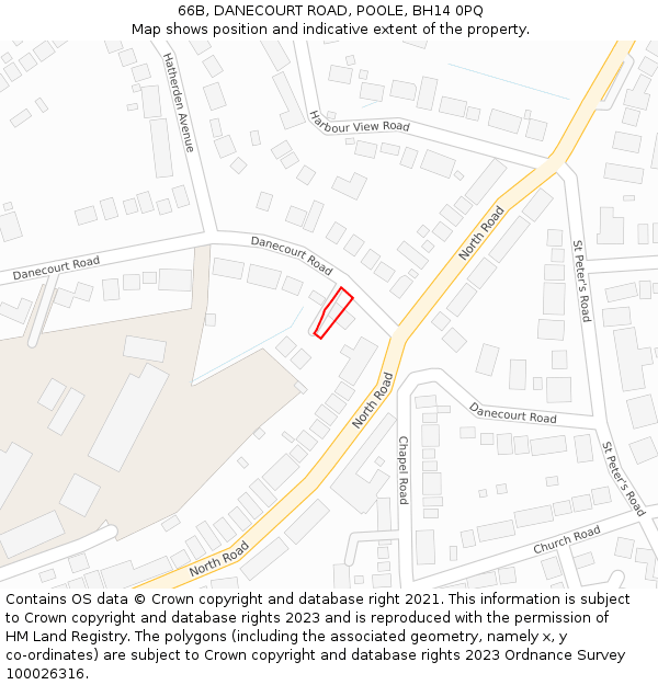 66B, DANECOURT ROAD, POOLE, BH14 0PQ: Location map and indicative extent of plot