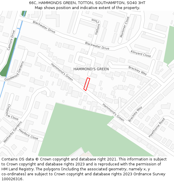 66C, HAMMONDS GREEN, TOTTON, SOUTHAMPTON, SO40 3HT: Location map and indicative extent of plot