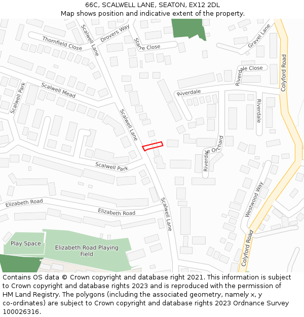 66C, SCALWELL LANE, SEATON, EX12 2DL: Location map and indicative extent of plot