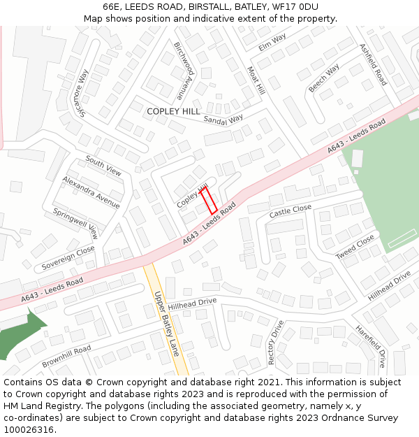 66E, LEEDS ROAD, BIRSTALL, BATLEY, WF17 0DU: Location map and indicative extent of plot