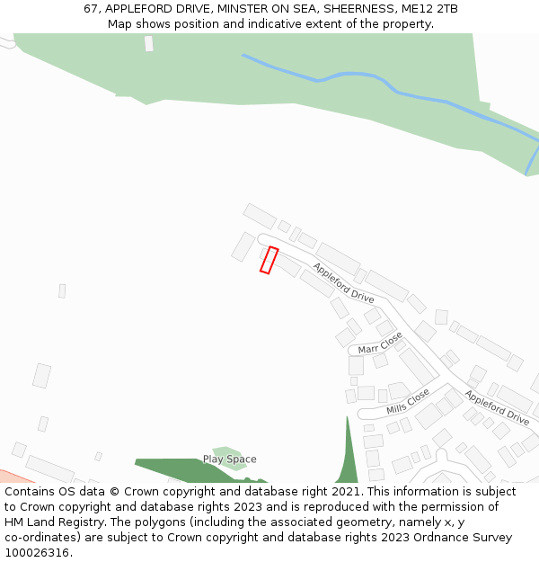 67, APPLEFORD DRIVE, MINSTER ON SEA, SHEERNESS, ME12 2TB: Location map and indicative extent of plot