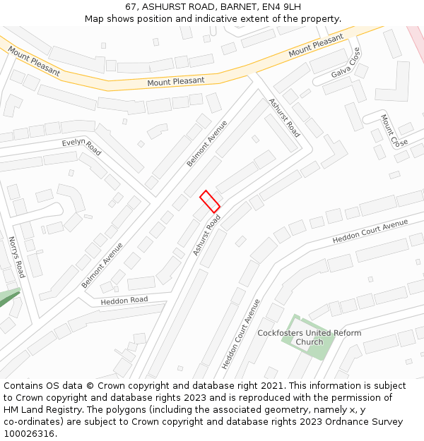 67, ASHURST ROAD, BARNET, EN4 9LH: Location map and indicative extent of plot