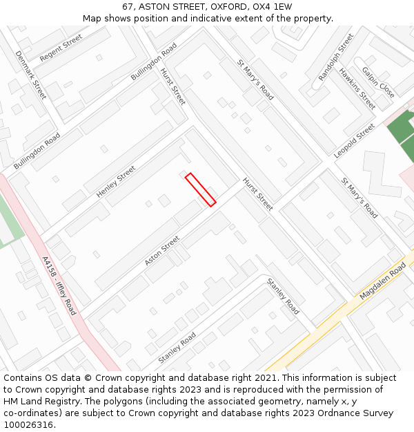 67, ASTON STREET, OXFORD, OX4 1EW: Location map and indicative extent of plot