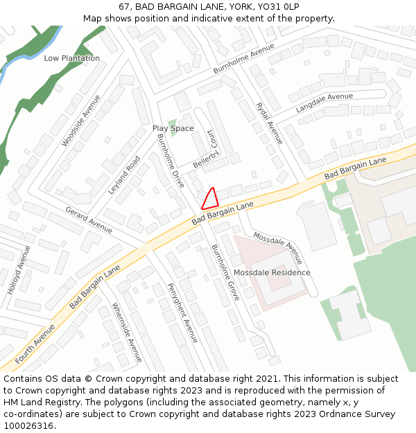 67, BAD BARGAIN LANE, YORK, YO31 0LP: Location map and indicative extent of plot
