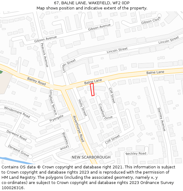 67, BALNE LANE, WAKEFIELD, WF2 0DP: Location map and indicative extent of plot