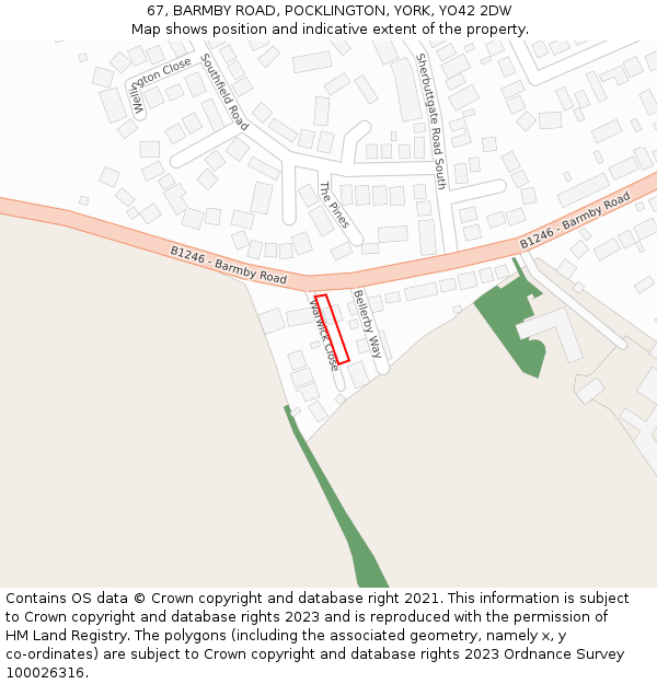 67, BARMBY ROAD, POCKLINGTON, YORK, YO42 2DW: Location map and indicative extent of plot