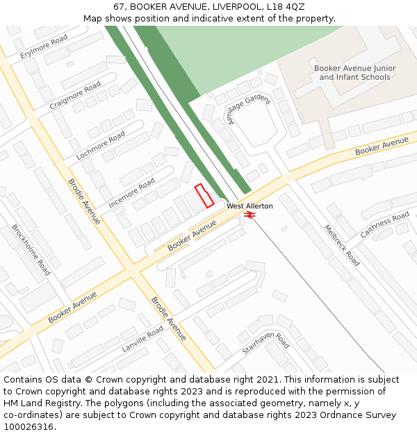 67, BOOKER AVENUE, LIVERPOOL, L18 4QZ: Location map and indicative extent of plot