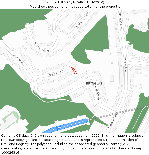 67, BRYN BEVAN, NEWPORT, NP20 5QJ: Location map and indicative extent of plot