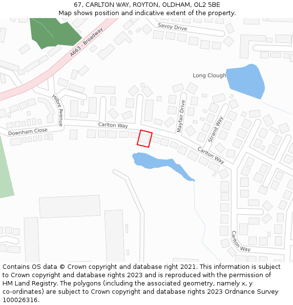 67, CARLTON WAY, ROYTON, OLDHAM, OL2 5BE: Location map and indicative extent of plot