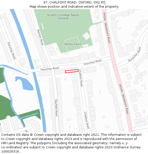 67, CHALFONT ROAD, OXFORD, OX2 6TJ: Location map and indicative extent of plot