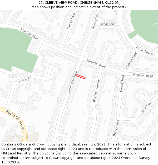 67, CLEEVE VIEW ROAD, CHELTENHAM, GL52 5NJ: Location map and indicative extent of plot