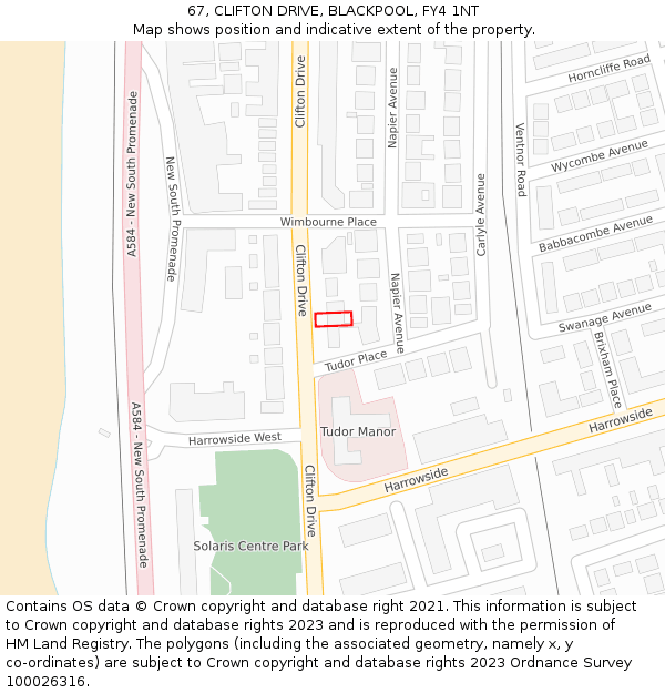 67, CLIFTON DRIVE, BLACKPOOL, FY4 1NT: Location map and indicative extent of plot
