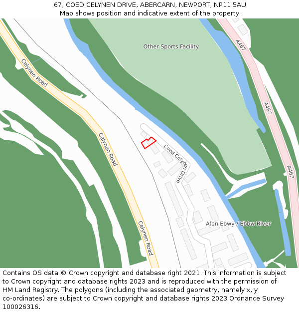 67, COED CELYNEN DRIVE, ABERCARN, NEWPORT, NP11 5AU: Location map and indicative extent of plot