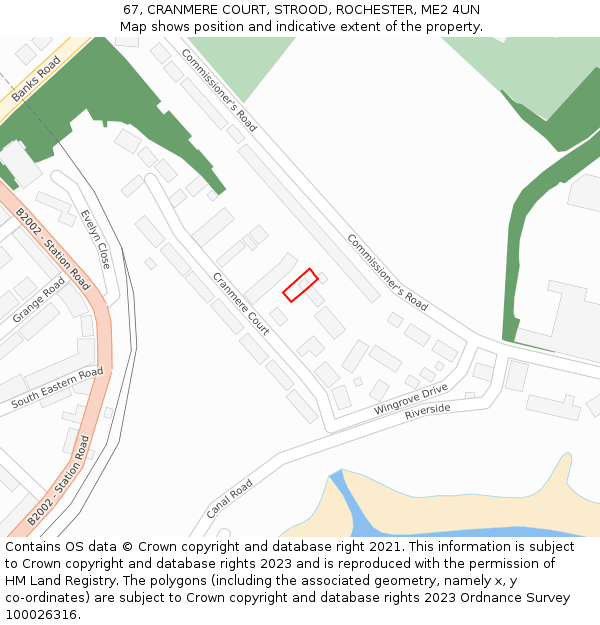 67, CRANMERE COURT, STROOD, ROCHESTER, ME2 4UN: Location map and indicative extent of plot