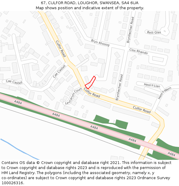 67, CULFOR ROAD, LOUGHOR, SWANSEA, SA4 6UA: Location map and indicative extent of plot