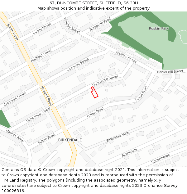 67, DUNCOMBE STREET, SHEFFIELD, S6 3RH: Location map and indicative extent of plot