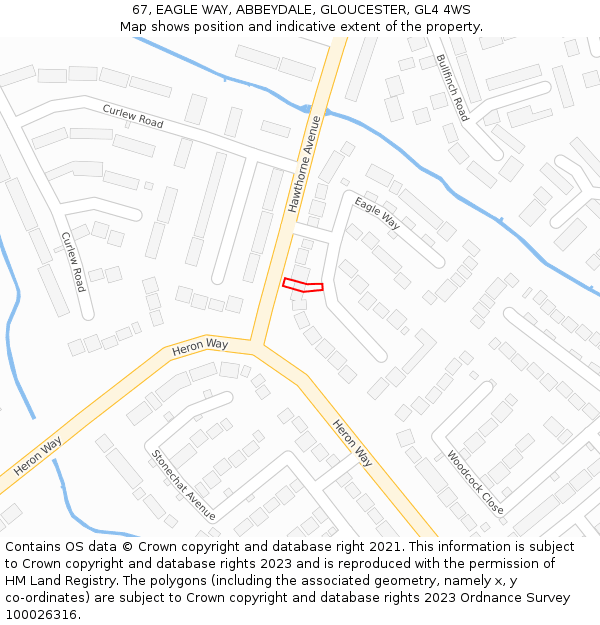 67, EAGLE WAY, ABBEYDALE, GLOUCESTER, GL4 4WS: Location map and indicative extent of plot